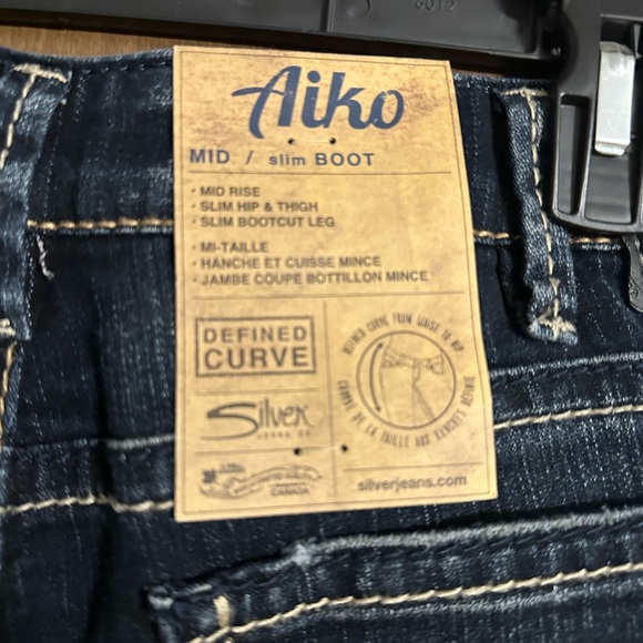 Silver Aiko Mid-Rise Slim Boot Cut Jeans - Picture 3 of 4